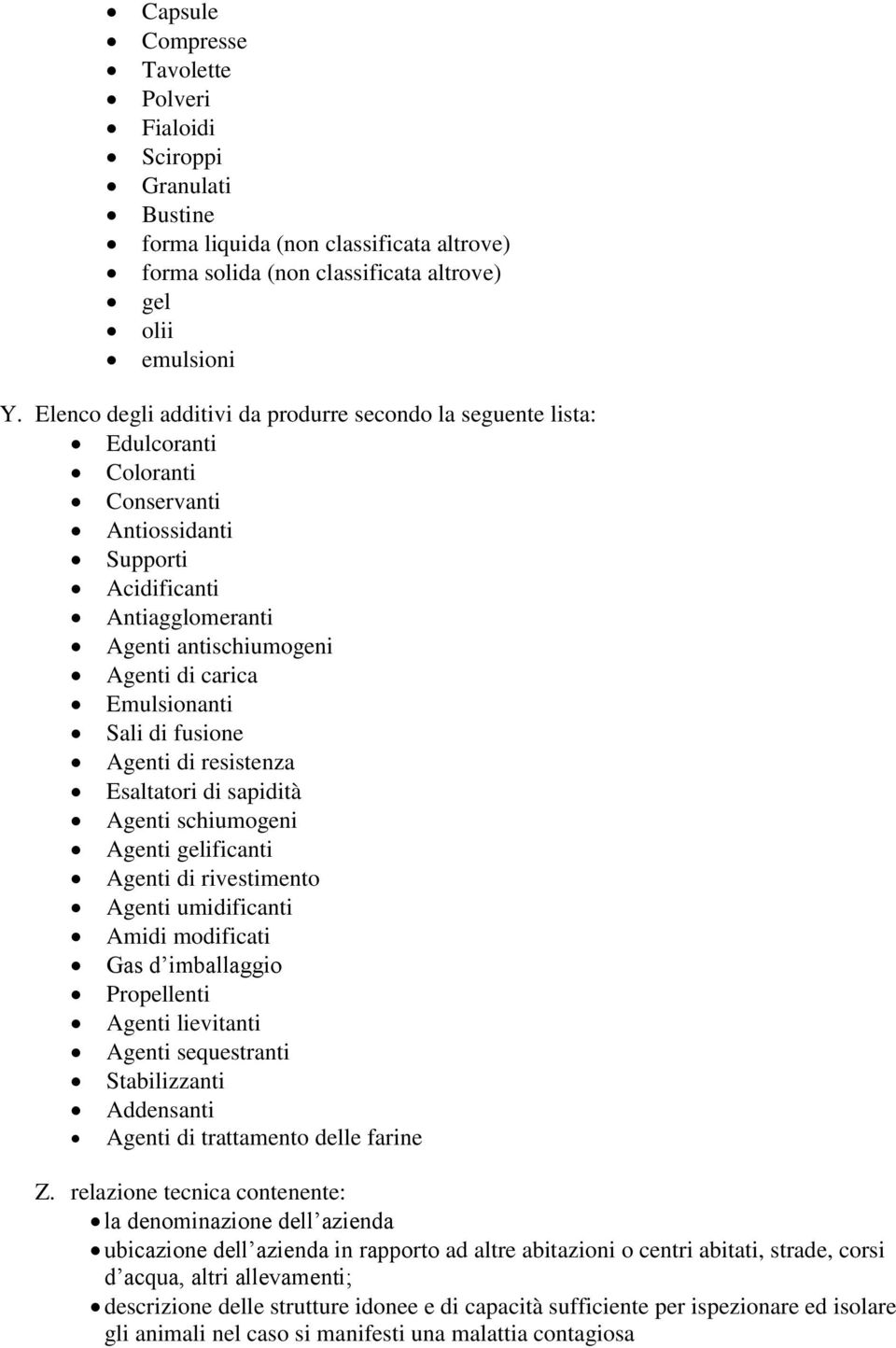 Emulsionanti Sali di fusione Agenti di resistenza Esaltatori di sapidità Agenti schiumogeni Agenti gelificanti Agenti di rivestimento Agenti umidificanti Amidi modificati Gas d imballaggio