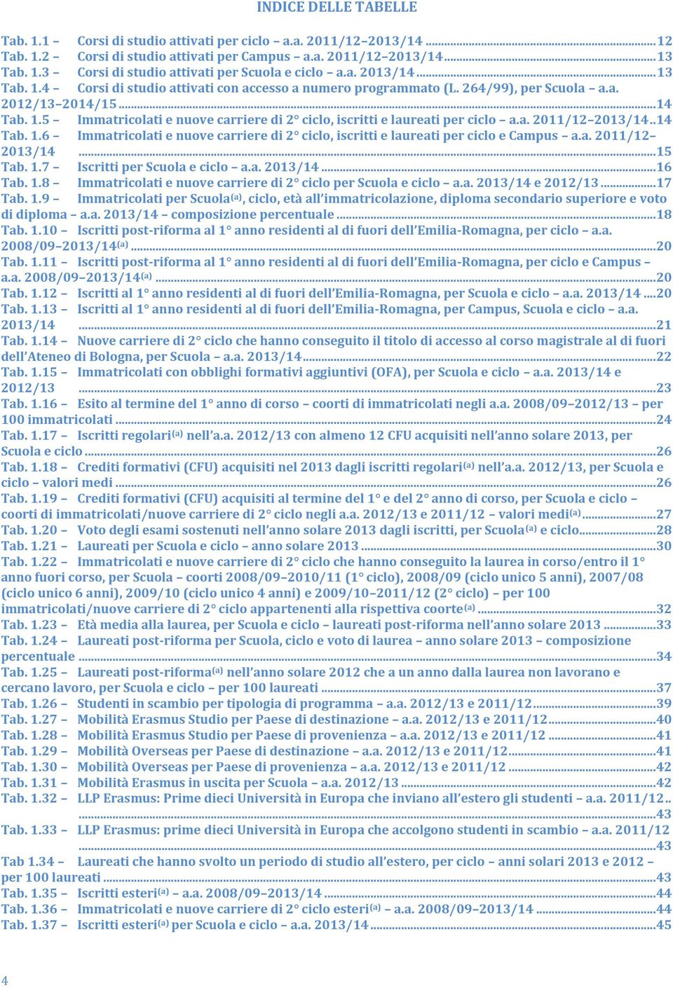 a. 2011/12 2013/14.. 14 Tab. 1.6 Immatricolati e nuove carriere di 2 ciclo, iscritti e laureati per ciclo e Campus a.a. 2011/12 2013/14... 15 Tab. 1.7 Iscritti per Scuola e ciclo a.a. 2013/14... 16 Tab.