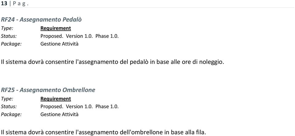 sistema dovrà consentire l'assegnamento del pedalò in base alle ore di noleggio.