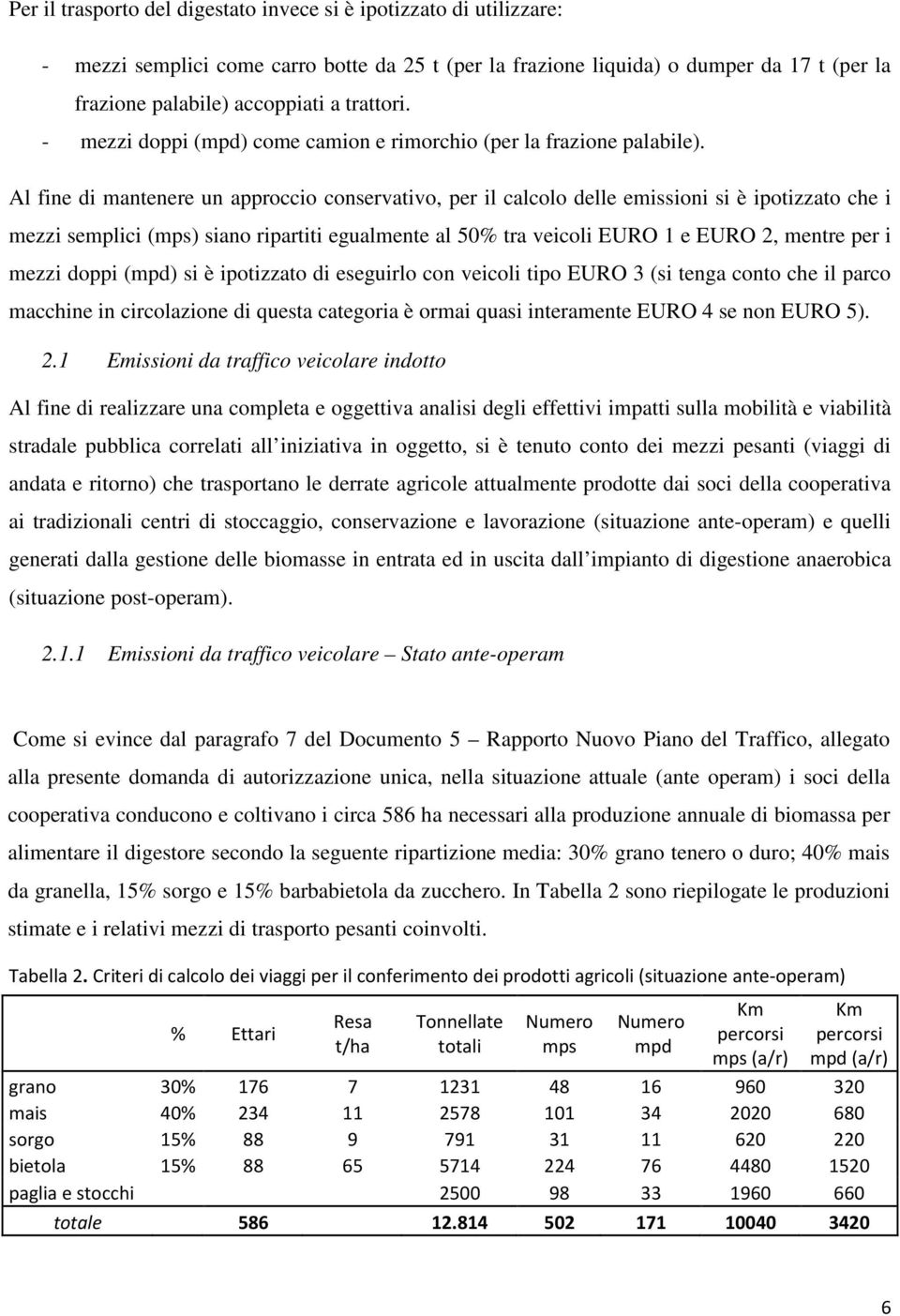 Al fine di mantenere un approccio conservativo, per il calcolo delle emissioni si è ipotizzato che i mezzi semplici (mps) siano ripartiti egualmente al 50% tra veicoli EURO 1 e EURO 2, mentre per i