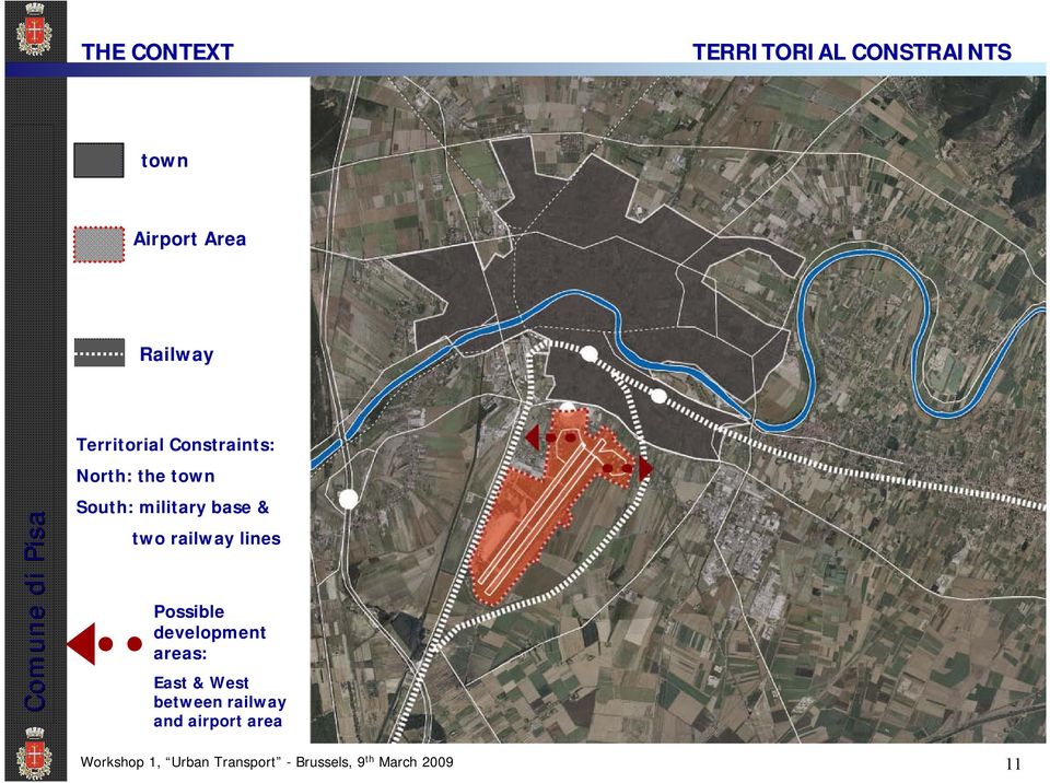 railway lines Possible development areas: East & West between