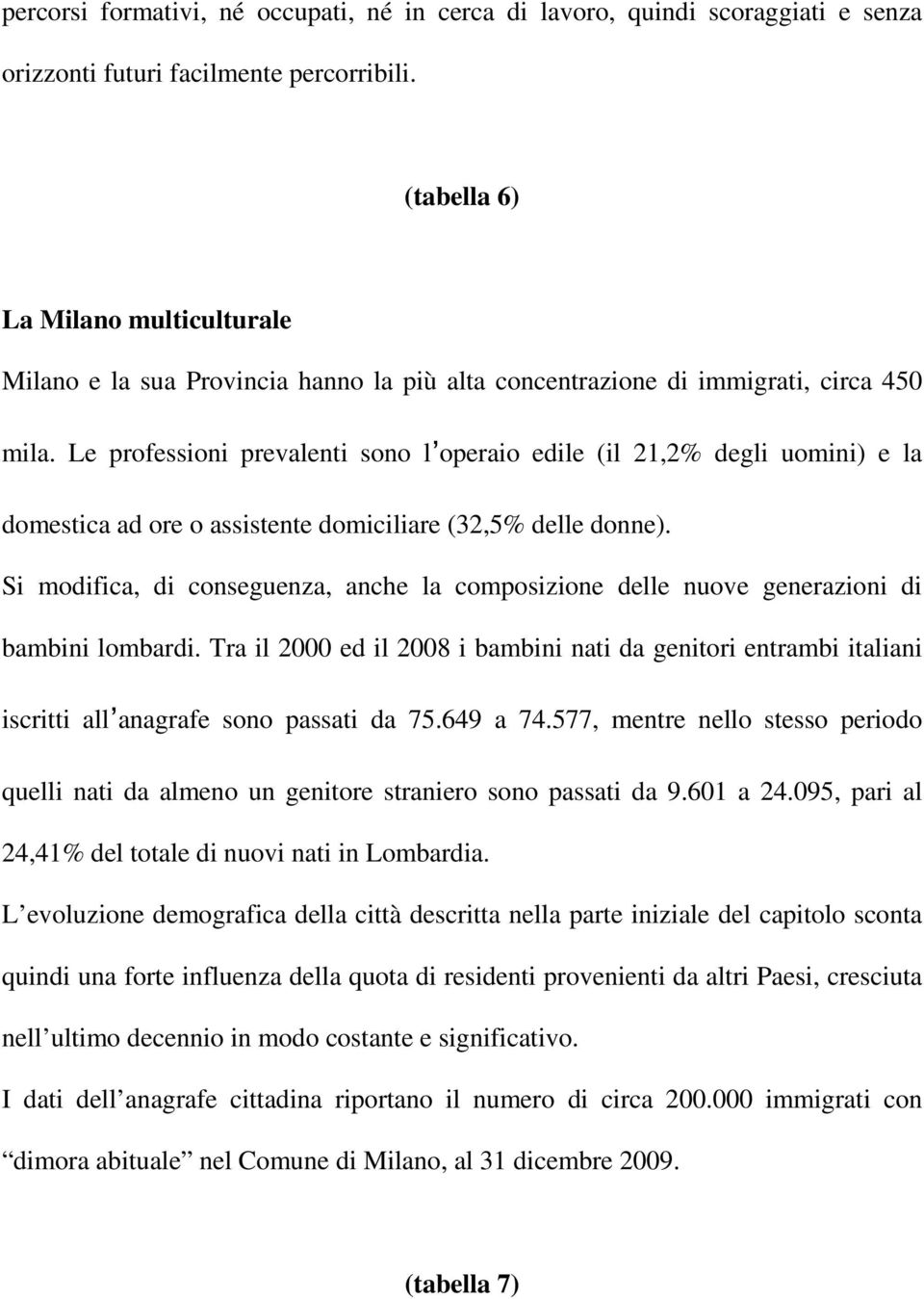 Le professioni prevalenti sono l operaio edile (il 21,2% degli uomini) e la domestica ad ore o assistente domiciliare (32,5% delle donne).