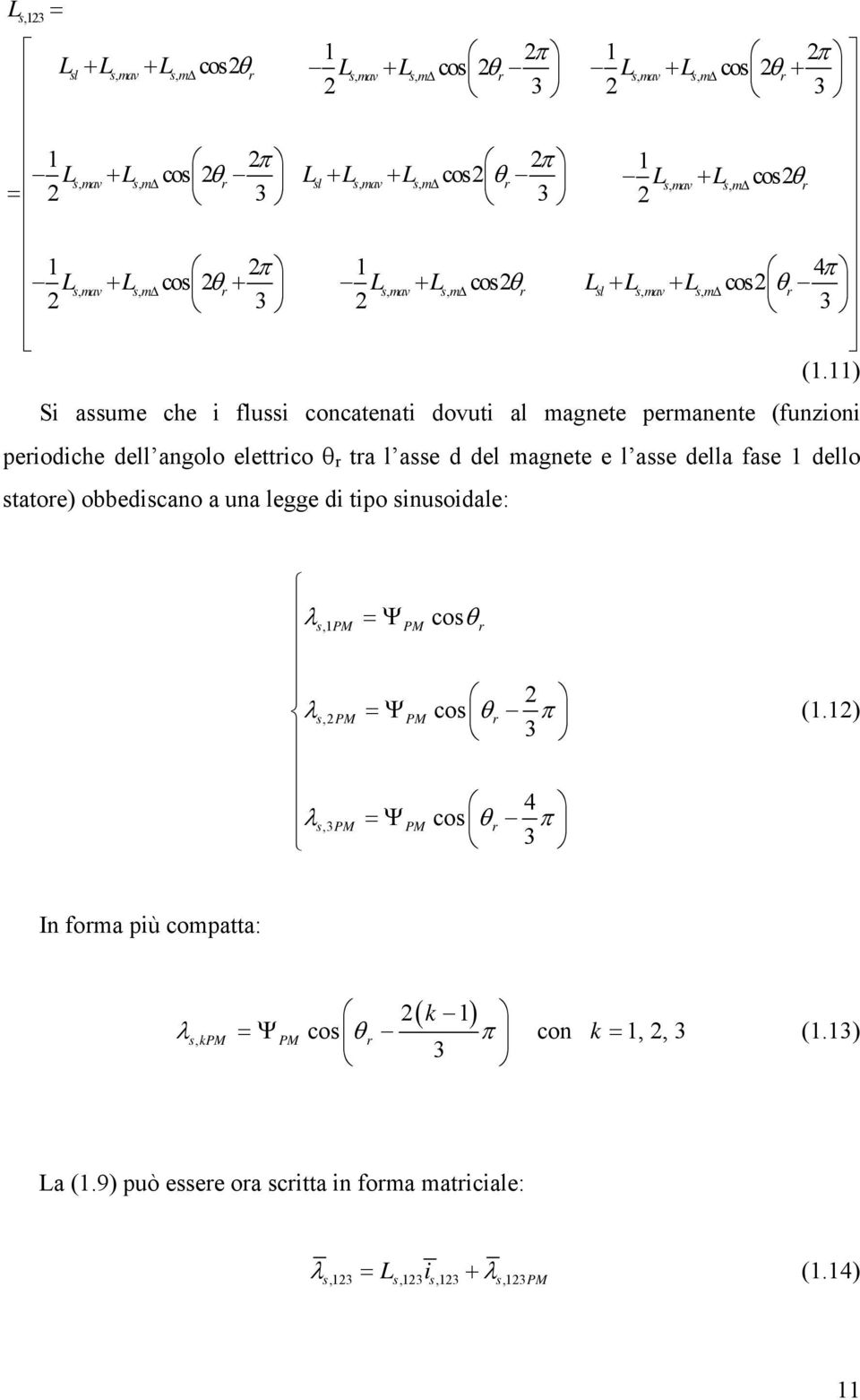 ) Si aume che i flui concatenati dovuti al magnete pemanente (funzioni peiodiche dell angolo elettico θ ta l ae d del magnete e l ae della fae