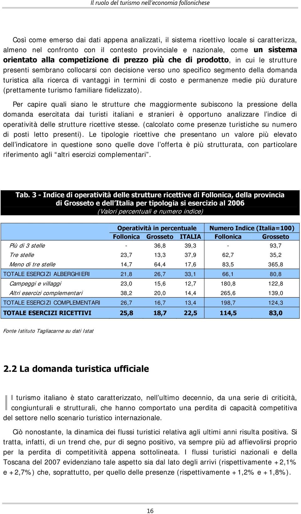 permanenze medie più durature (prettamente turismo familiare fidelizzato).