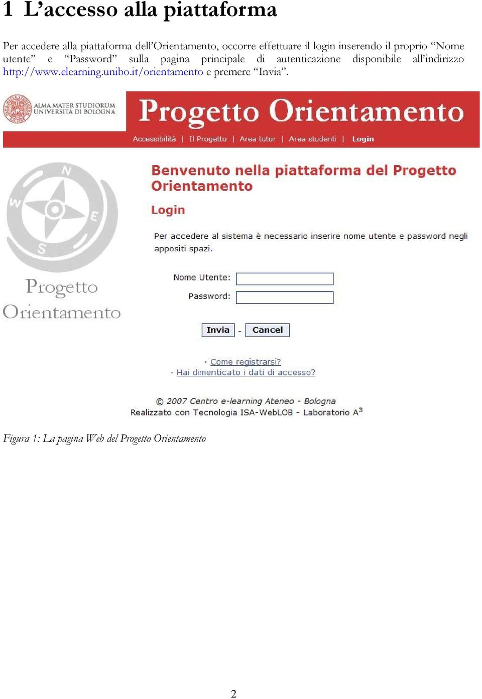 pagina principale di autenticazione disponibile all indirizzo http://www.elearning.