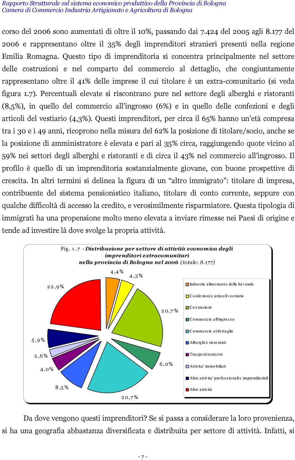 Questo tipo di imprenditoria si concentra principalmente nel settore delle costruzioni e nel comparto del commercio al dettaglio, che congiuntamente rappresentano oltre il 41% delle imprese il cui