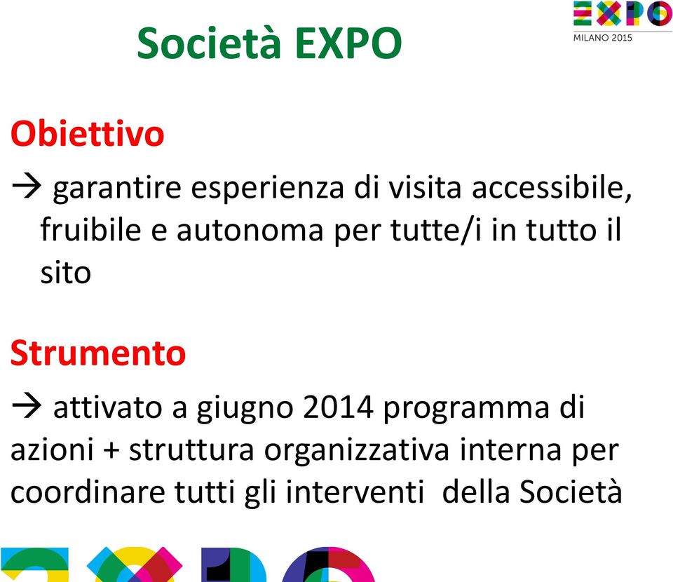 Strumento attivato a giugno 2014 programma di azioni +