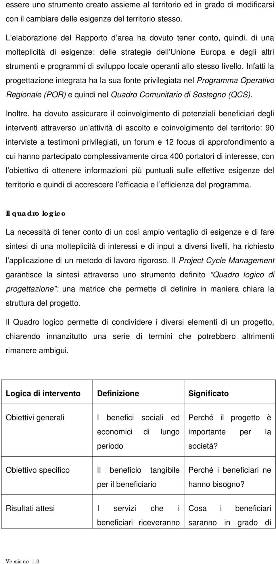 Infatti la progettazione integrata ha la sua fonte privilegiata nel Programma Operativo Regionale (POR) e quindi nel Quadro Comunitario di Sostegno (QCS).