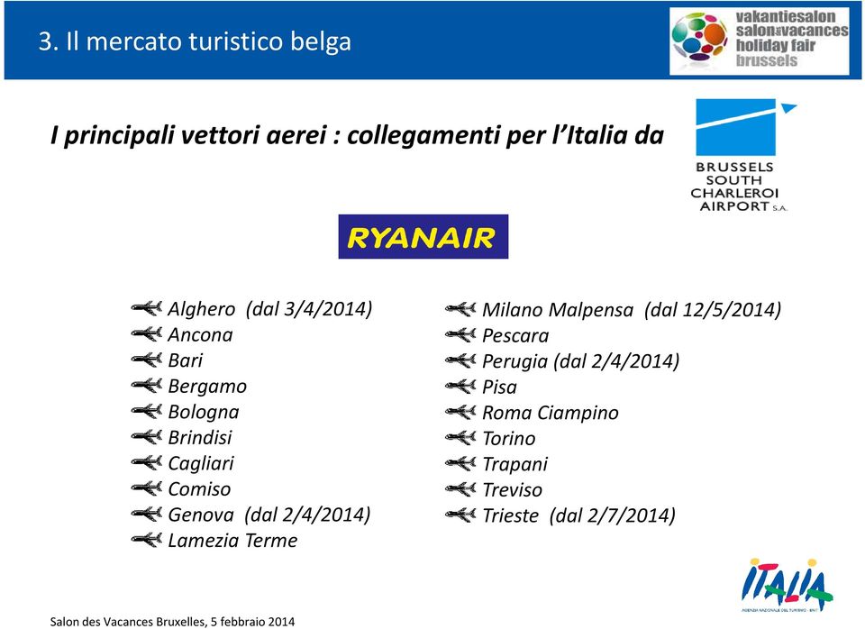 Comiso Genova (dal 2/4/2014) Lamezia Terme Milano Malpensa (dal 12/5/2014)