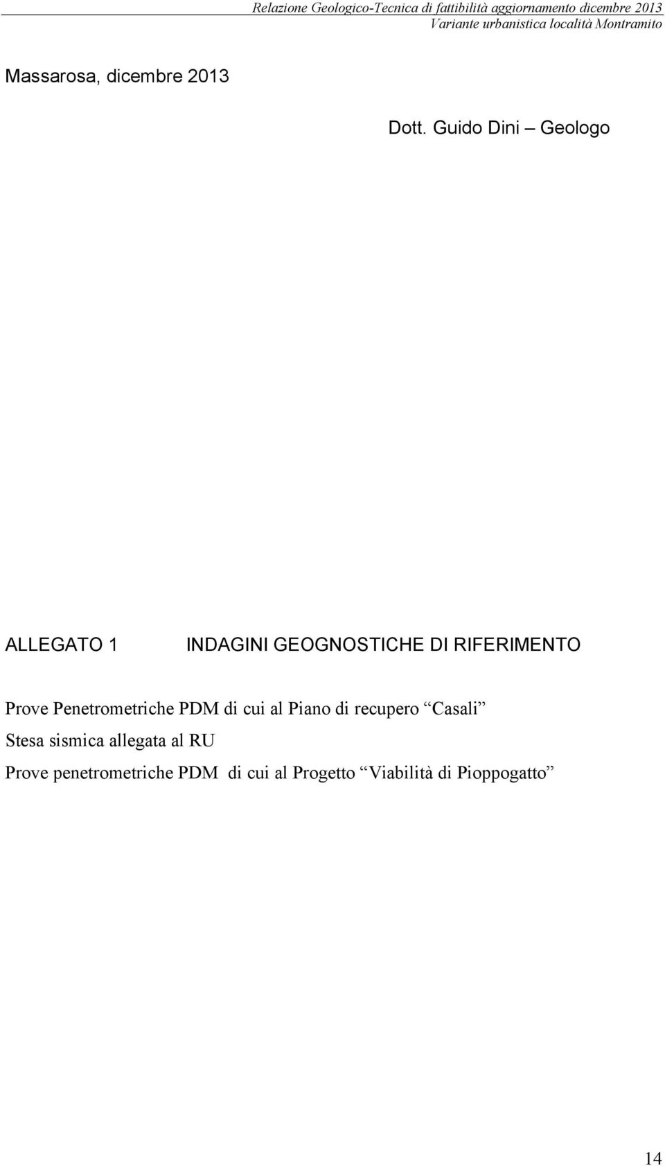 RIFERIMENTO Prove Penetrometriche PDM di cui al Piano di