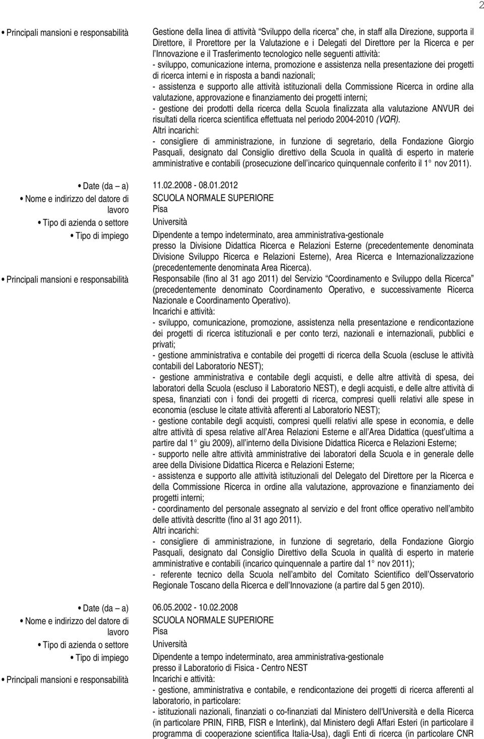 ricerca interni e in risposta a bandi nazionali; - assistenza e supporto alle attività istituzionali della Commissione Ricerca in ordine alla valutazione, approvazione e finanziamento dei progetti