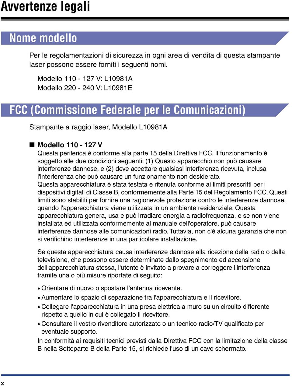 parte 15 della Direttiva FCC.