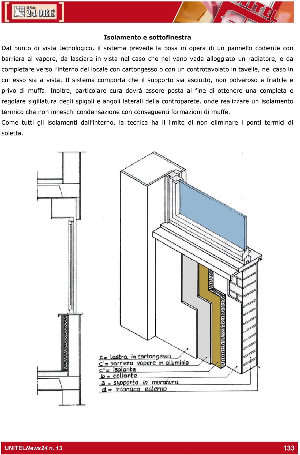 Il sistema comporta che il supporto sia asciutto, non polveroso e friabile e privo di muffa.