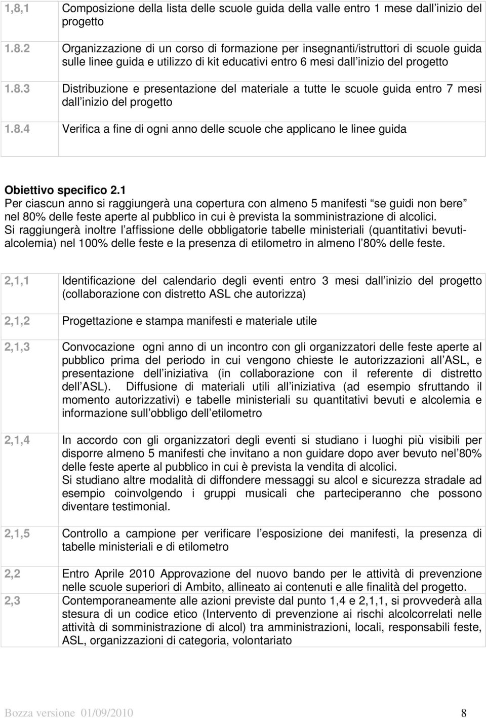 1 Per ciascun anno si raggiungerà una copertura con almeno 5 manifesti se guidi non bere nel 80% delle feste aperte al pubblico in cui è prevista la somministrazione di alcolici.