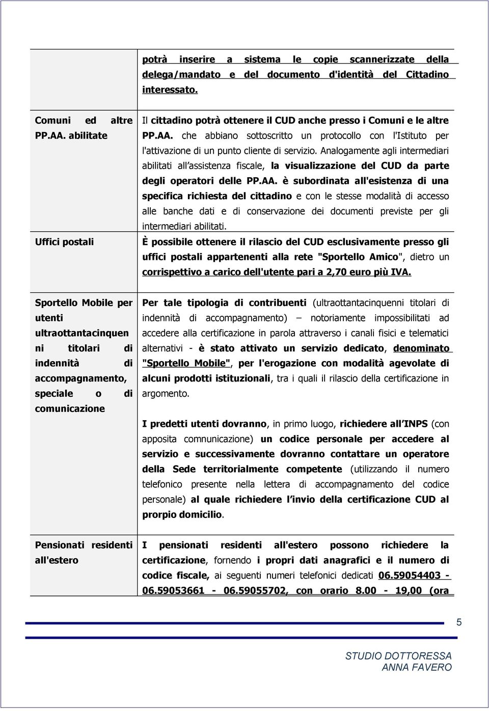 che abbiano sottoscritto un protocollo con l'istituto per l'attivazione di un punto cliente di servizio.