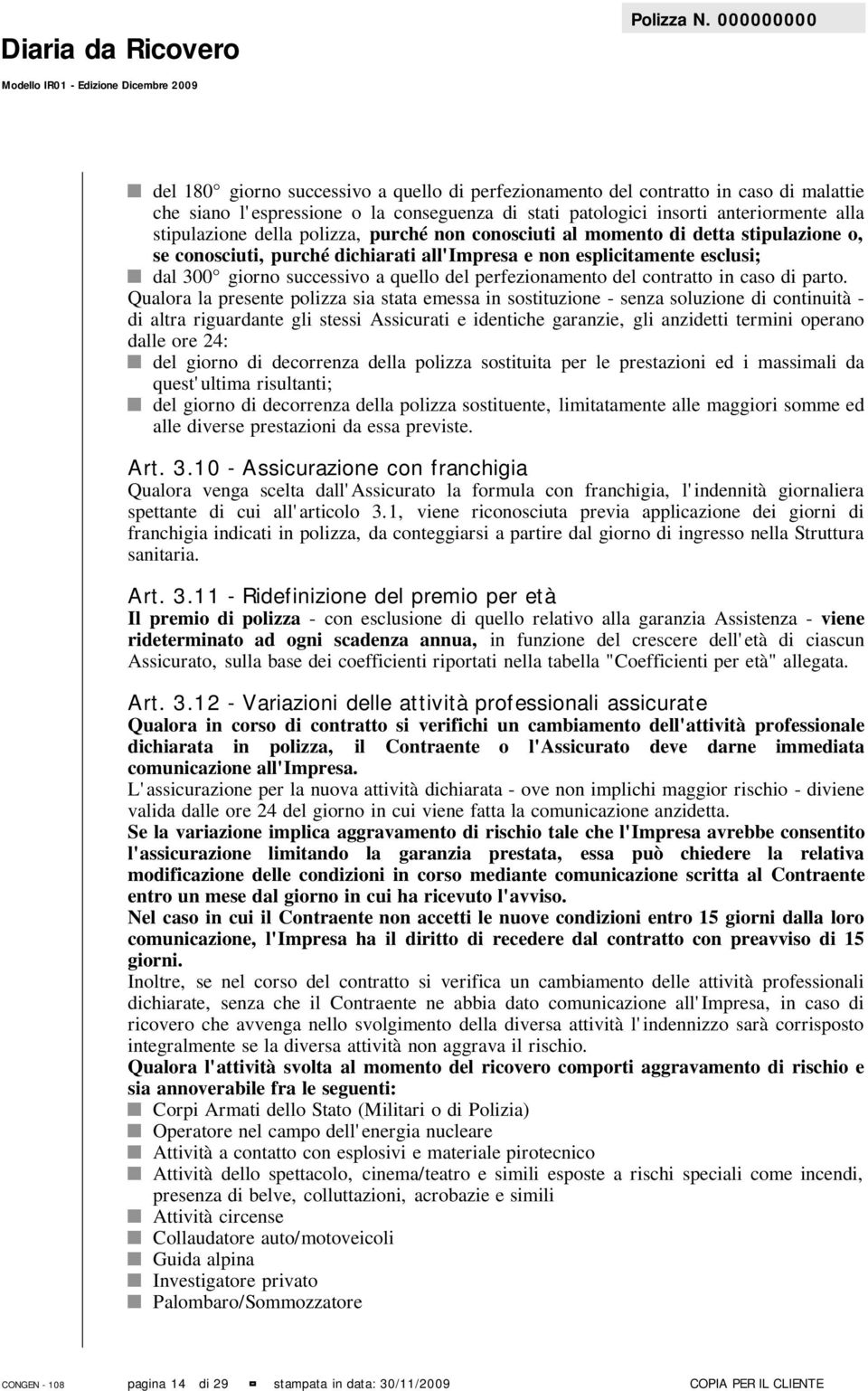 del contratto in caso di parto.