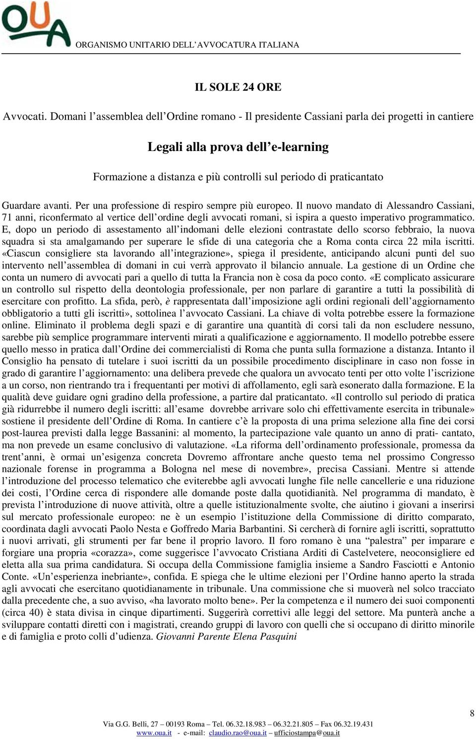 Guardare avanti. Per una professione di respiro sempre più europeo.