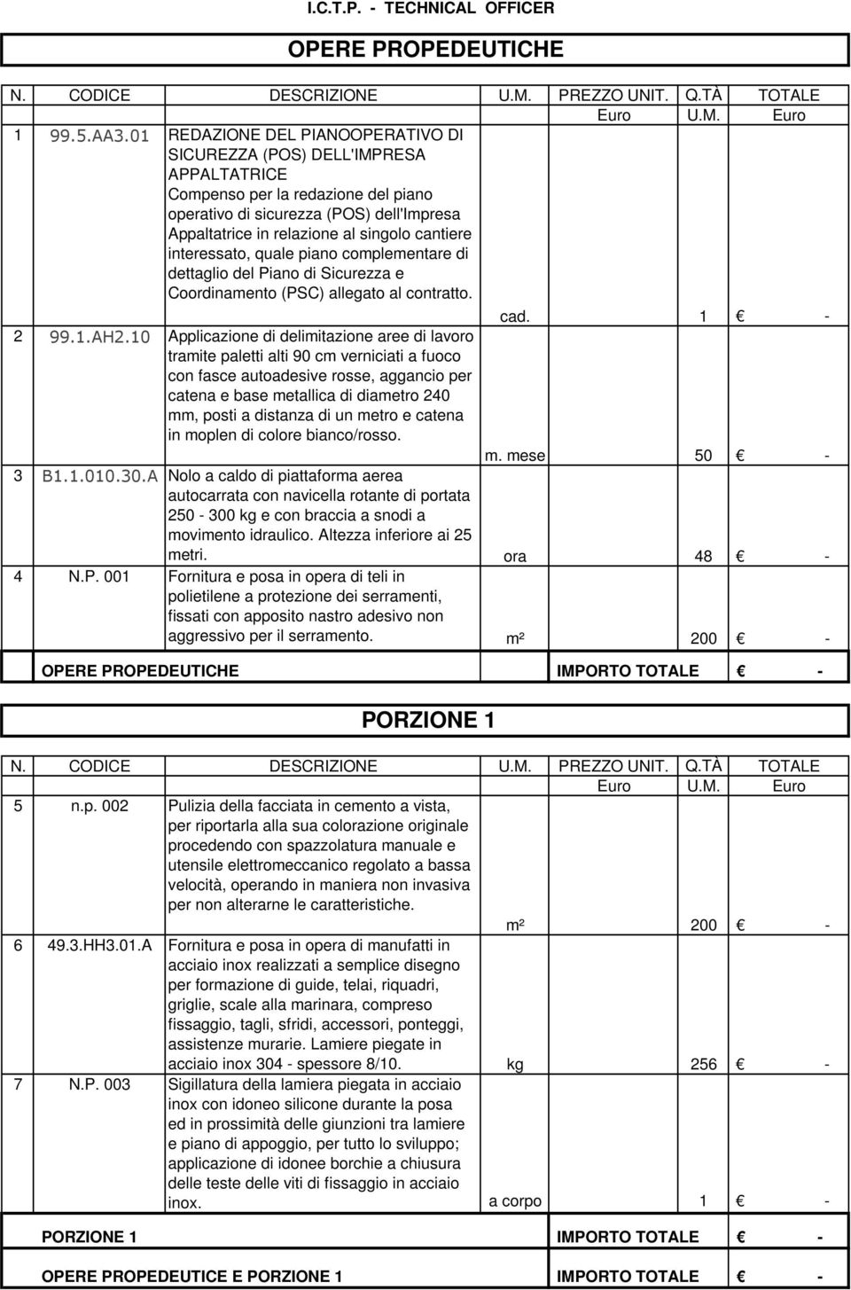 cantiere interessato, quale piano complementare di dettaglio del Piano di Sicurezza e Coordinamento (PSC) allegato al contratto. cad. 1-2 99.1.AH2.