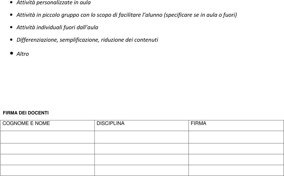 Attività individuali fuori dall aula Differenziazione,