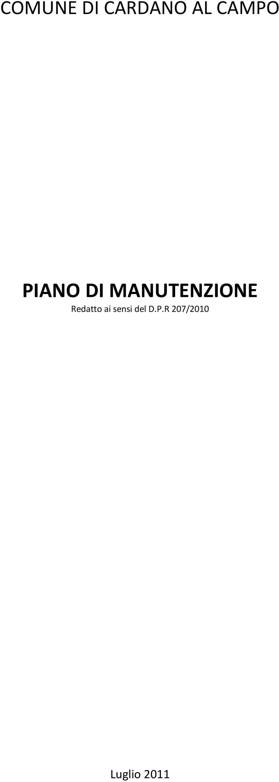 MANUTENZIONE Redatto ai