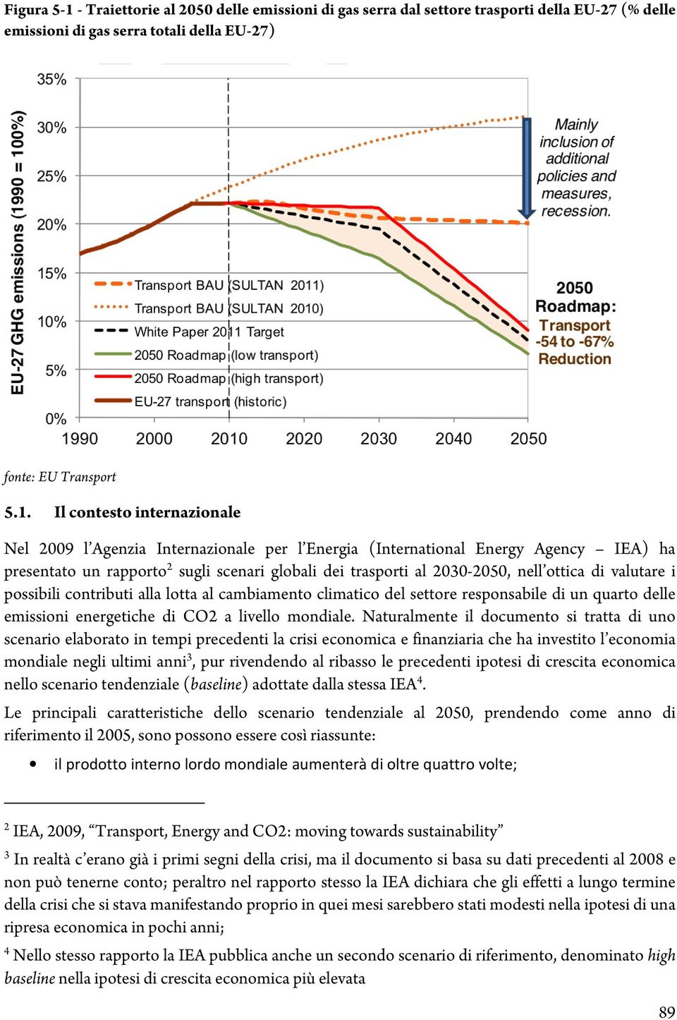 Ilcontesto internazionale N el 2009 l A genzia Internazionale per l Energia (International Energy A gency IEA ) ha presentato un rapporto 2 sugli scenari globali dei trasporti al 2030-2050,nell