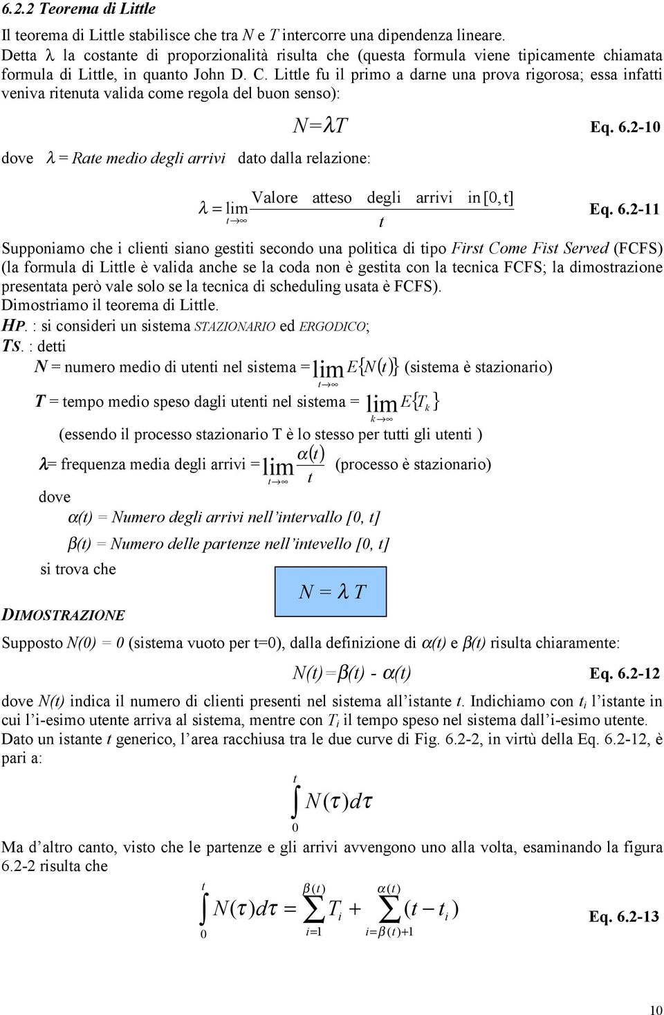 - Valore aeso degl arrv [,] lm Eq. 6.