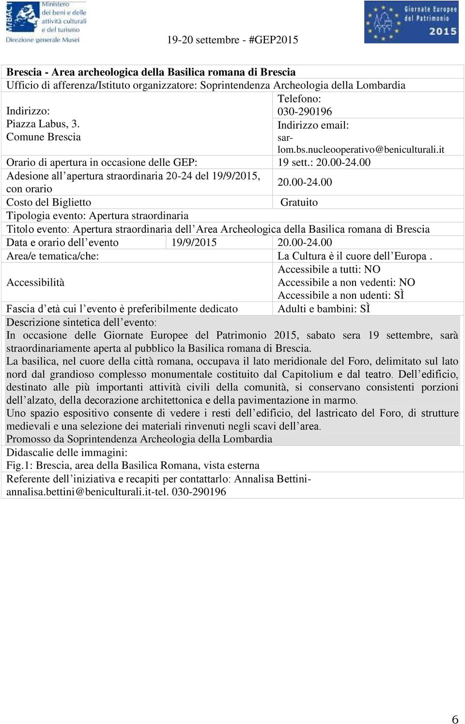 00 Adesione all apertura straordinaria 20-24 del 19/9/2015, con orario 20.00-24.