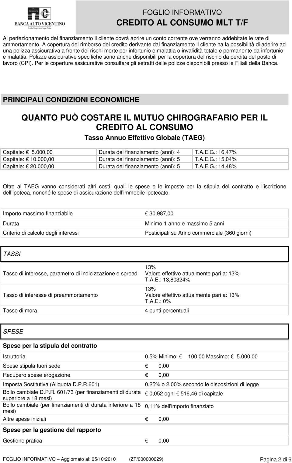 totale e permanente da infortunio e malattia. Polizze assicurative specifiche sono anche disponibili per la copertura del rischio da perdita del posto di lavoro (CPI).