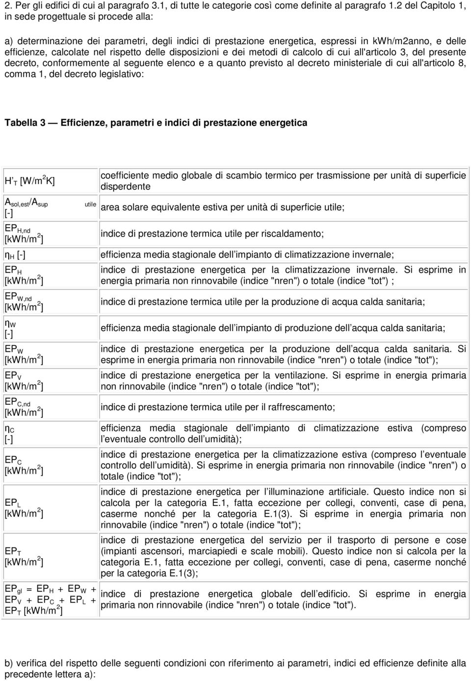 delle disposizioni e dei metodi di calcolo di cui all'articolo 3, del presente decreto, conformemente al seguente elenco e a quanto previsto al decreto ministeriale di cui all'articolo 8, comma 1,