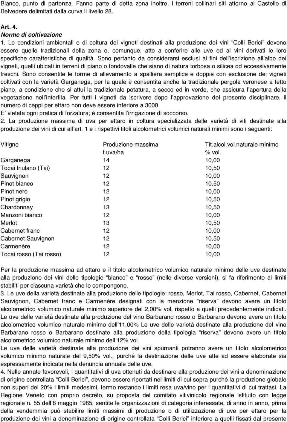 derivati le loro specifiche caratteristiche di qualità.