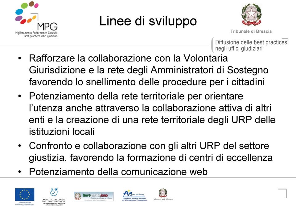 collaborazione attiva di altri enti e la creazione di una rete territoriale degli URP delle istituzioni locali Confronto e