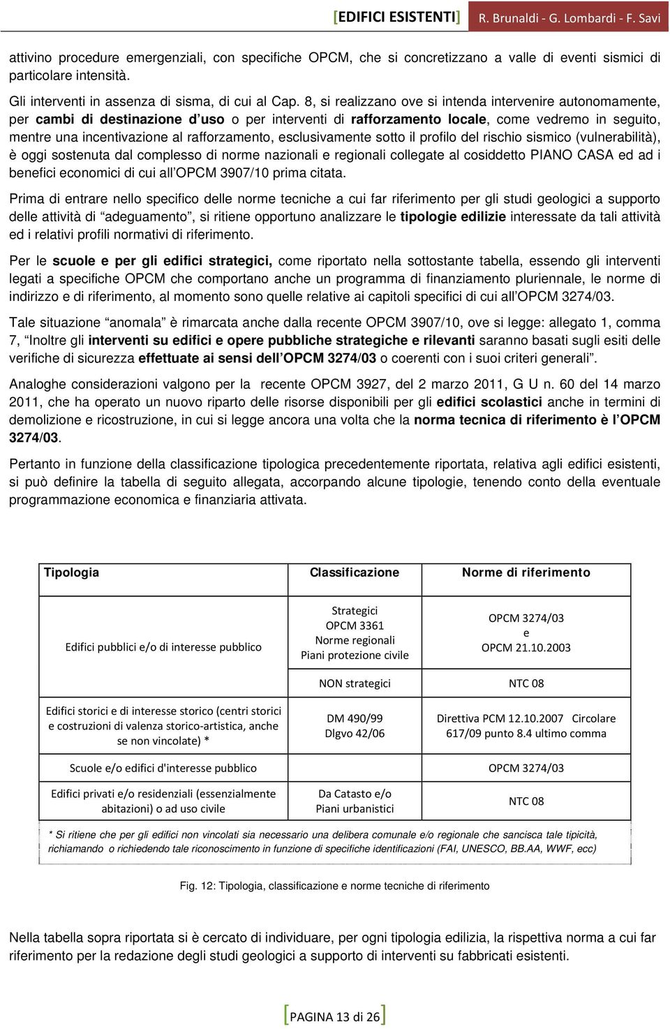 rafforzamento, esclusivamente sotto il profilo del rischio sismico (vulnerabilità), è oggi sostenuta dal complesso di norme nazionali e regionali collegate al cosiddetto PIANO CASA ed ad i benefici