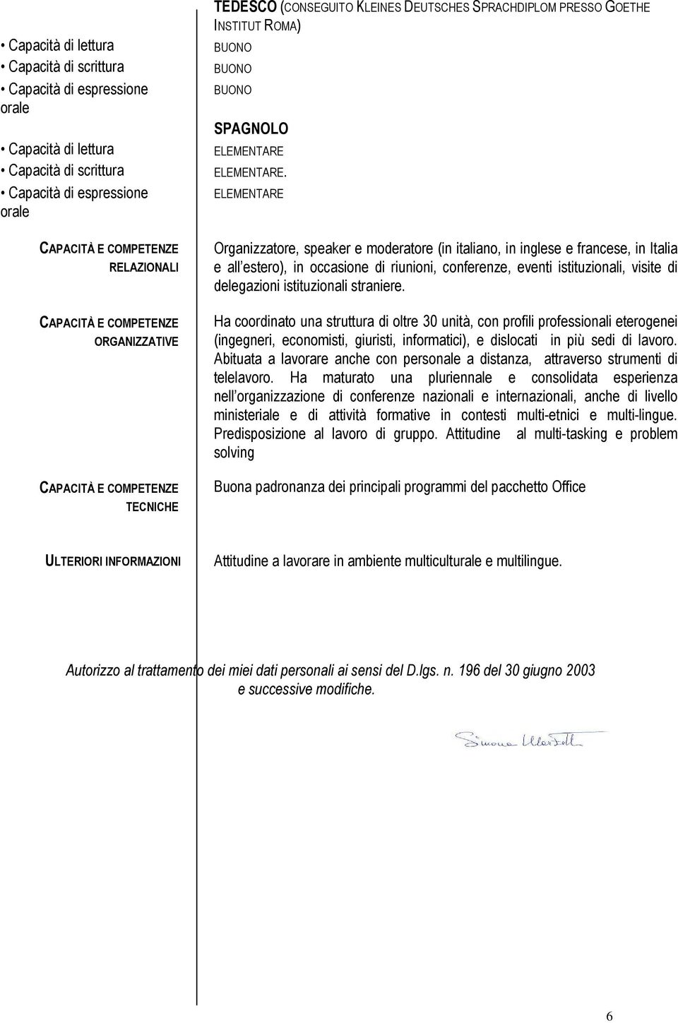 istituzionali straniere. Ha coordinato una struttura di oltre 30 unità, con profili professionali eterogenei (ingegneri, economisti, giuristi, informatici), e dislocati in più sedi di lavoro.