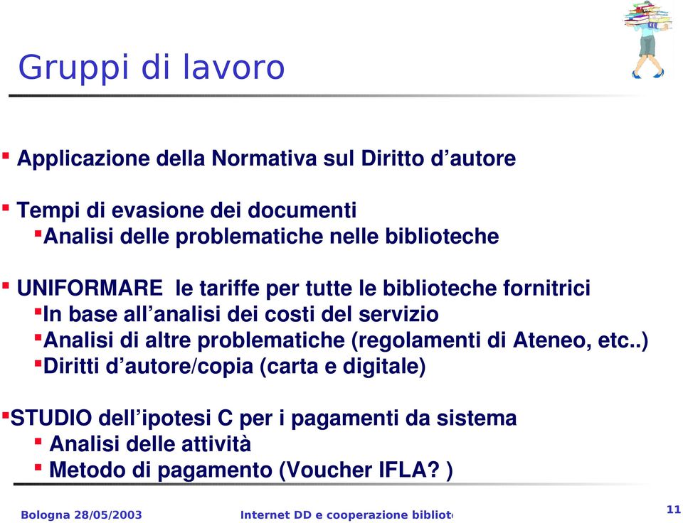 costi del servizio Analisi di altre problematiche (regolamenti di Ateneo, etc.