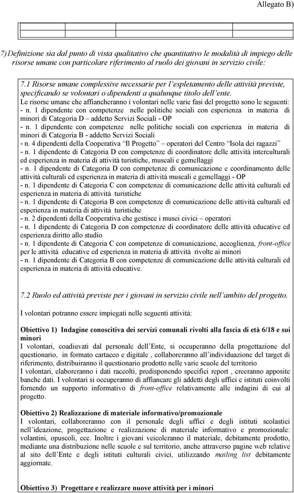 Le risorse umane che affiancheranno i volontari nelle varie fasi del progetto sono le seguenti: - n.