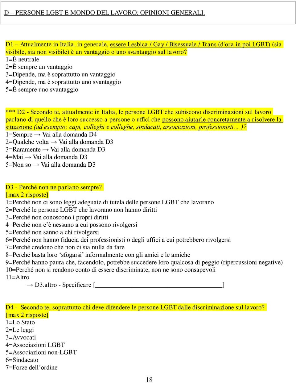 1=È neutrale 2=È sempre un vantaggio 3=Dipende, ma è soprattutto un vantaggio 4=Dipende, ma è soprattutto uno svantaggio 5=È sempre uno svantaggio *** D2 - Secondo te, attualmente in Italia, le