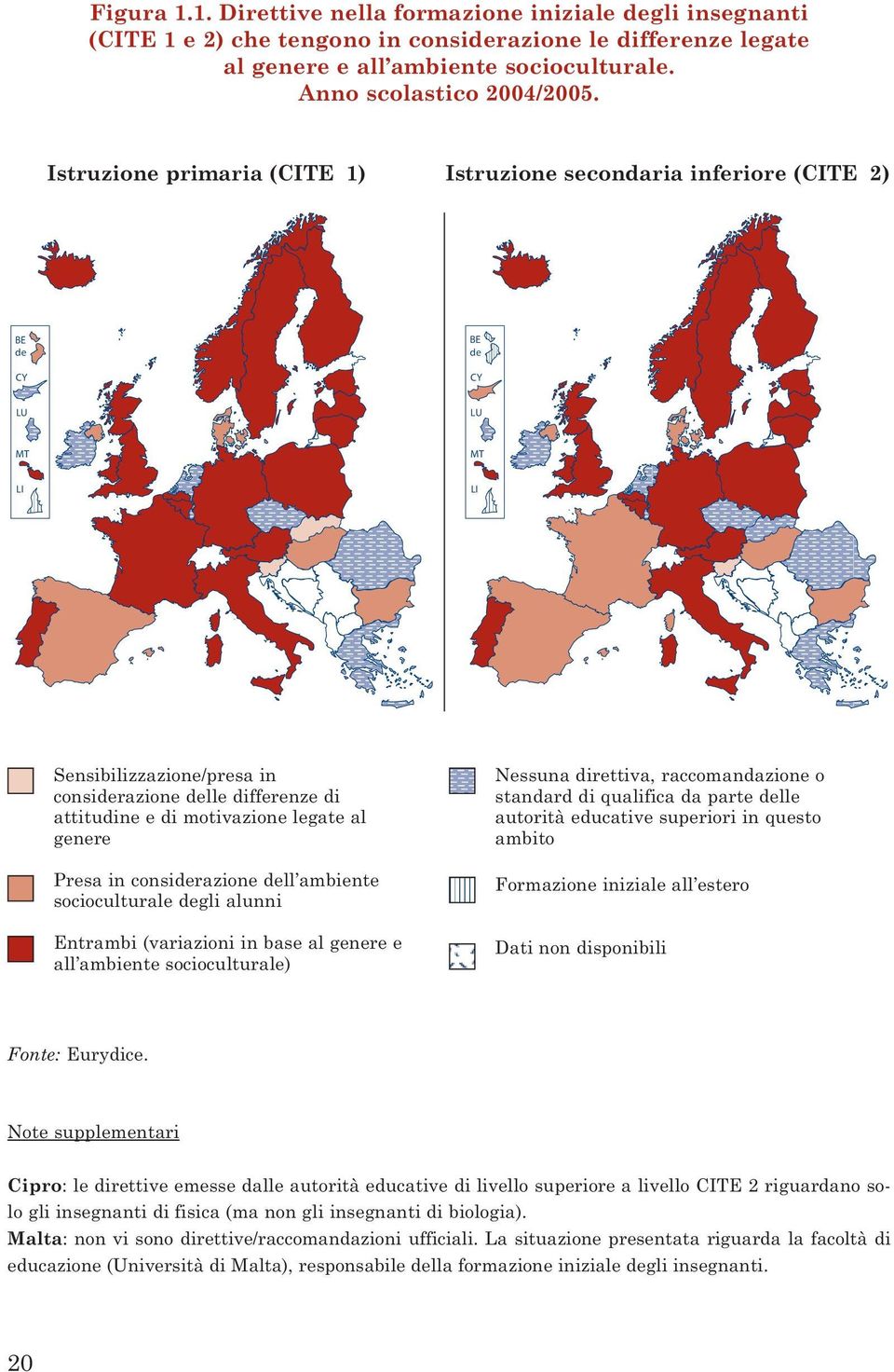 legate al genere Presa in considerazione dell ambiente socioculturale degli alunni Entrambi (variazioni in base al genere e all ambiente socioculturale) Nessuna direttiva, raccomandazione o standard