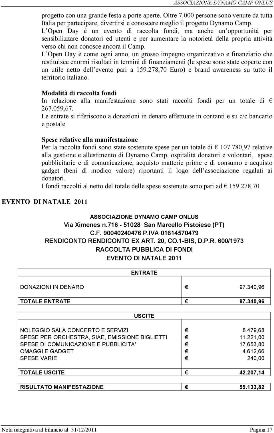 L Open Day è come ogni anno, un grosso impegno organizzativo e finanziario che restituisce enormi risultati in termini di finanziamenti (le spese sono state coperte con un utile netto dell evento