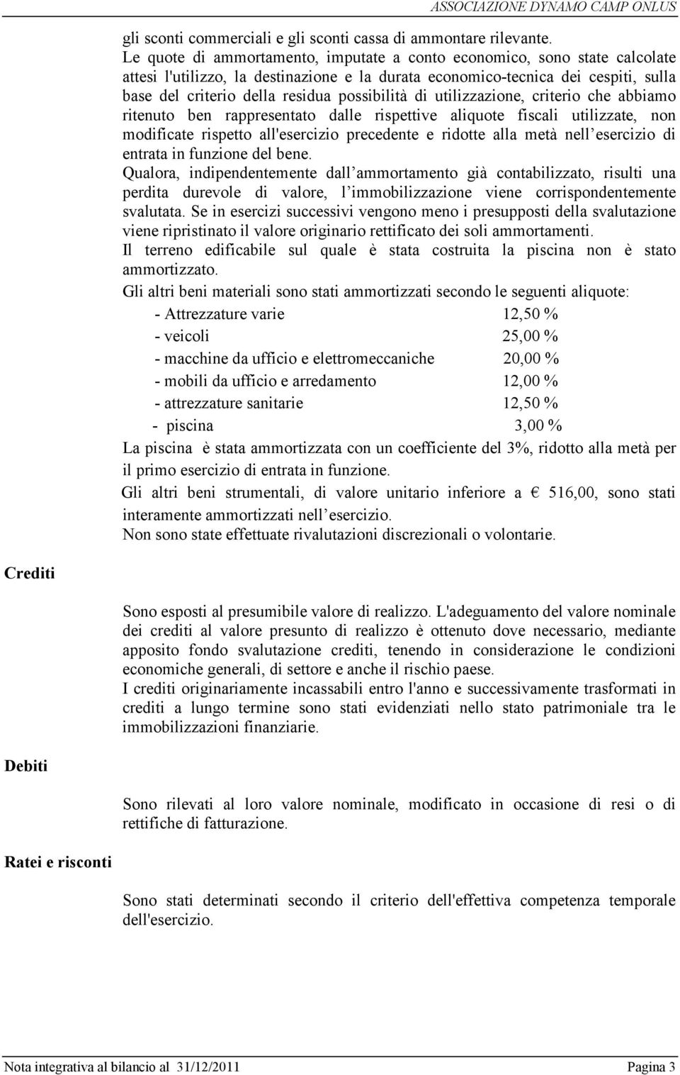 possibilità di utilizzazione, criterio che abbiamo ritenuto ben rappresentato dalle rispettive aliquote fiscali utilizzate, non modificate rispetto all'esercizio precedente e ridotte alla metà nell