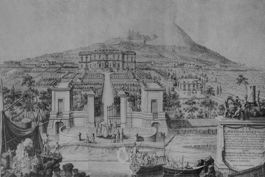 E il 1777. L incisione è dello stesso Francesco Securo che aveva illustrato la Villa vista dalla sua facciata rivolta al Vesuvio.