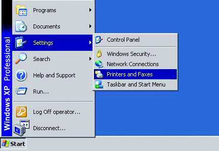 Impostazione di una stampante di rete - Windows Server 008/003/XP Questa procedura si applica a Windows Server 008, Windows Server 003 e XP. 6 1 Selezionare Start > Impostazioni > Stampanti e Fax.