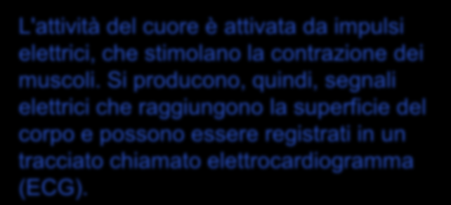 ELETTROCARDIOGRAFIA L'attività del cuore è attivata da impulsi