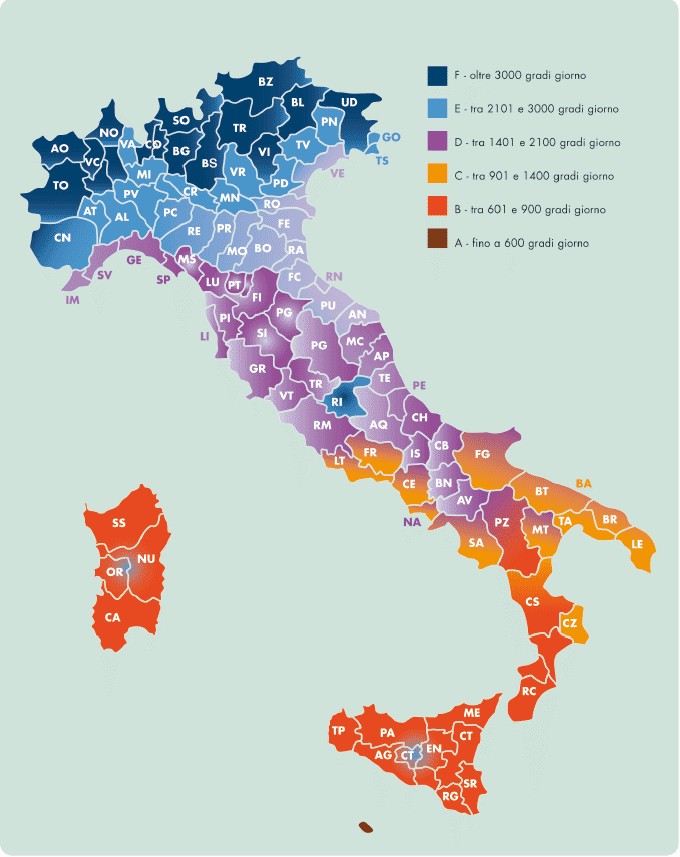 Lettura semplificata Per poter leggere in maniera intuitiva in quale zona climatica possano essere impiegati i serramenti analizzati nell'abaco, viene proposta una lettura grafica attraverso 5