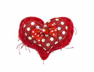 Cuore imbottito e decorato con lurex e strass Busta da 6 pezzi per colore Immagini in dimensione reale 022075. 096 6 A34 APPLIC.