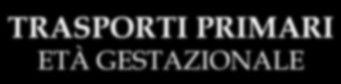 TRASPORTI PRIMARI ETÀ GESTAZIONALE < 28 SETT 2% 28-34 SETT