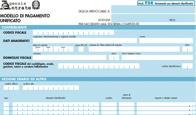 MODALITÀ DI COMPILAZIONE DEL MOD. F24 ELIDE Il mod.