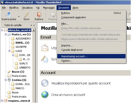 CONFIGURAZIONE CLIENT DI POSTA ELETTRONICA 1.