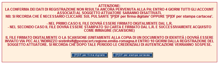 - Firma autografa - in tal caso è necessario cliccare sul pulsante PDF per stampa cartacea ; è così possibile produrre il documento che dovrà essere stampato su carta, firmato dal legale