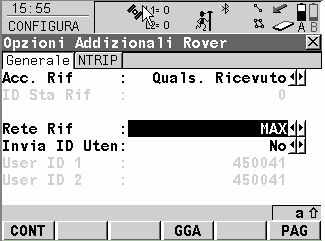 Dopo aver impostato questa pagina si deve premere F2 ROVER qui si deve impostare: Acc.