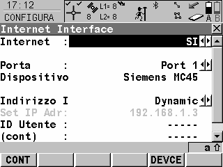 Abilitare internet scegliendo SI. Si abiliteranno le seguenti voci. Porta: la porta alla quale è connesso il modem.